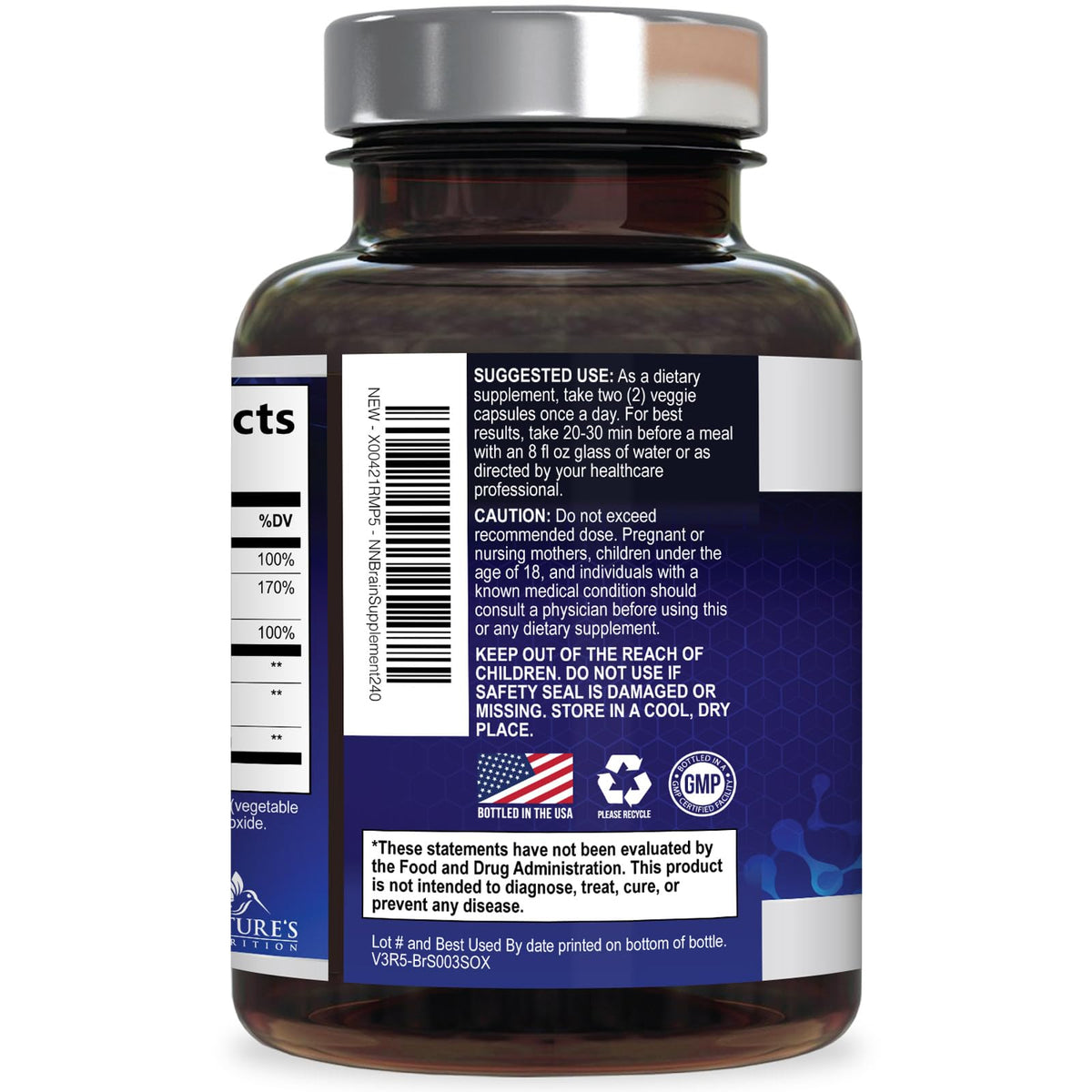 Brain Memory Supplement Pills 240 Capsules J7297