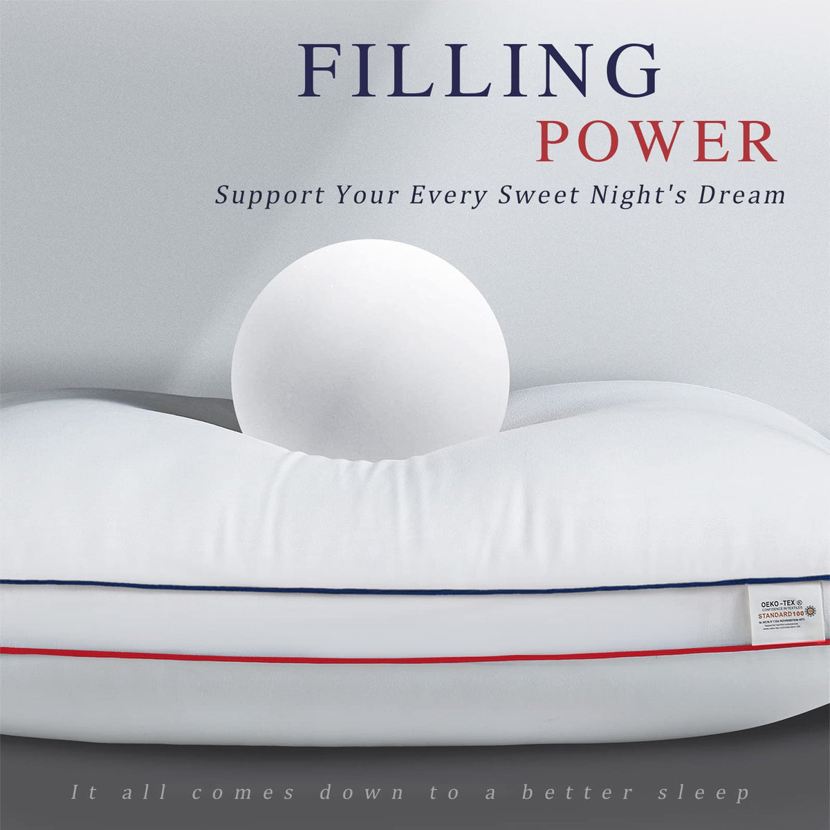 Queen Size Set of 2 Cooling Down Alternative Gusseted Pillows C6818