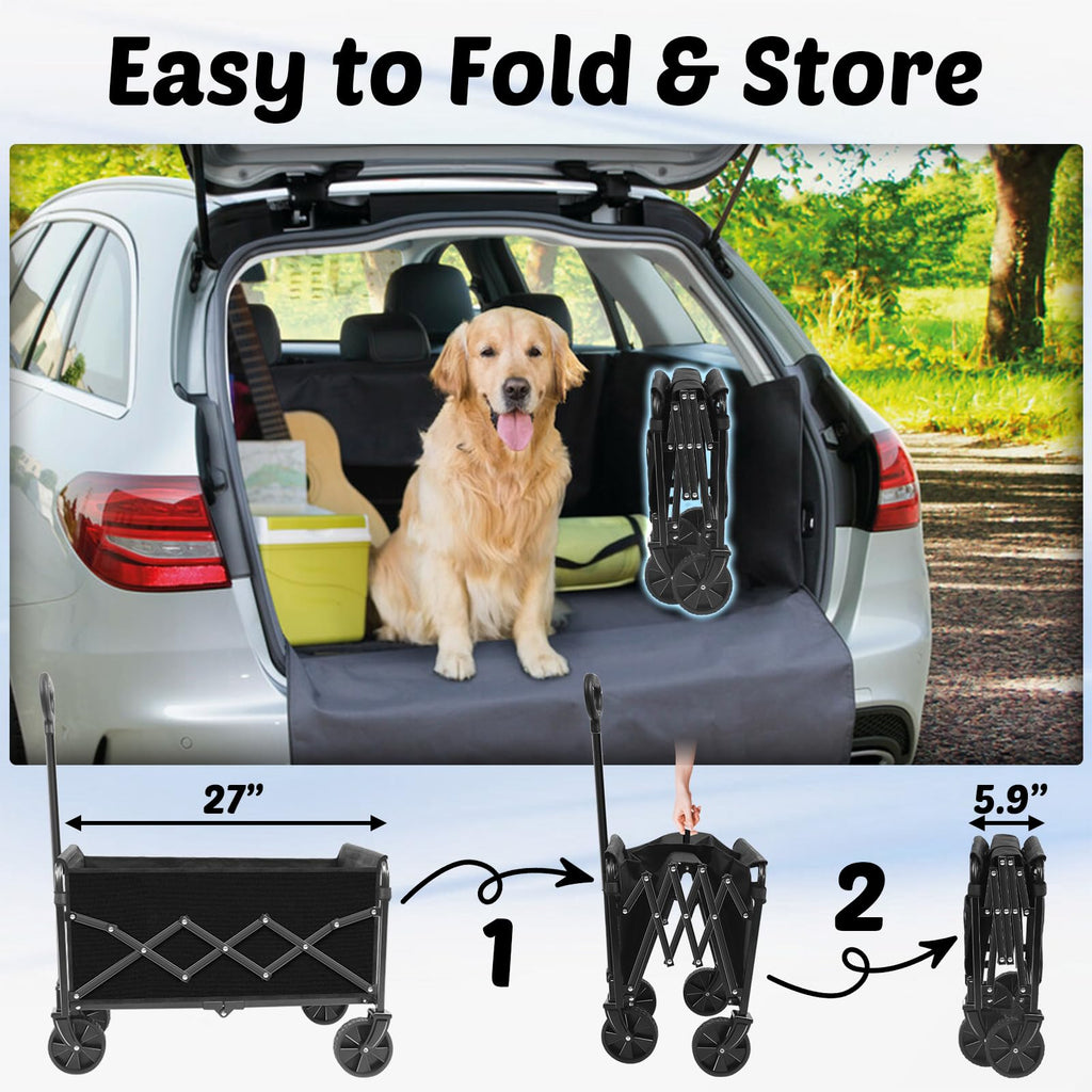 Foldable Collapsible Wagon Cart with Adjustable Handle C1389