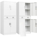 White Metal Storage Cabinet with 2 Drawers 4 Doors and Lock F266