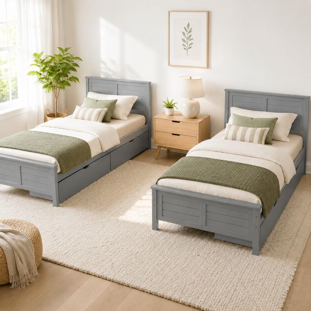 Wood Bed Frame with 2 Drawers & Headboard B480