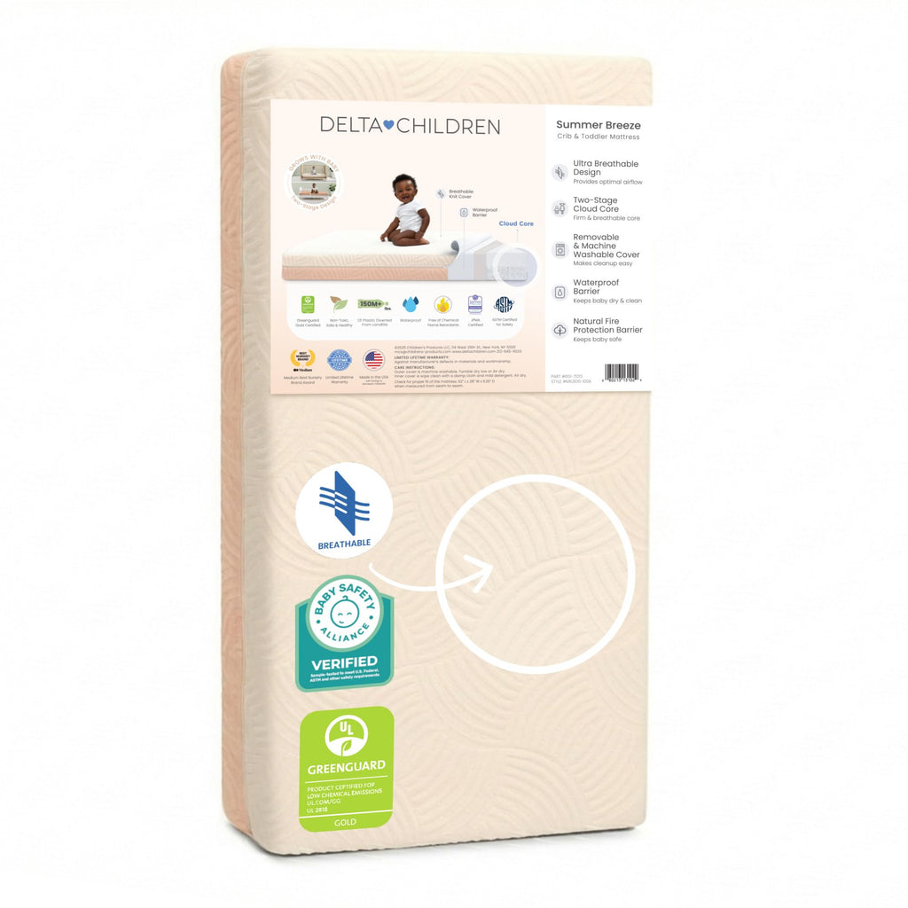 Apricot White Breathable Baby Crib & Toddler Mattress V6992
