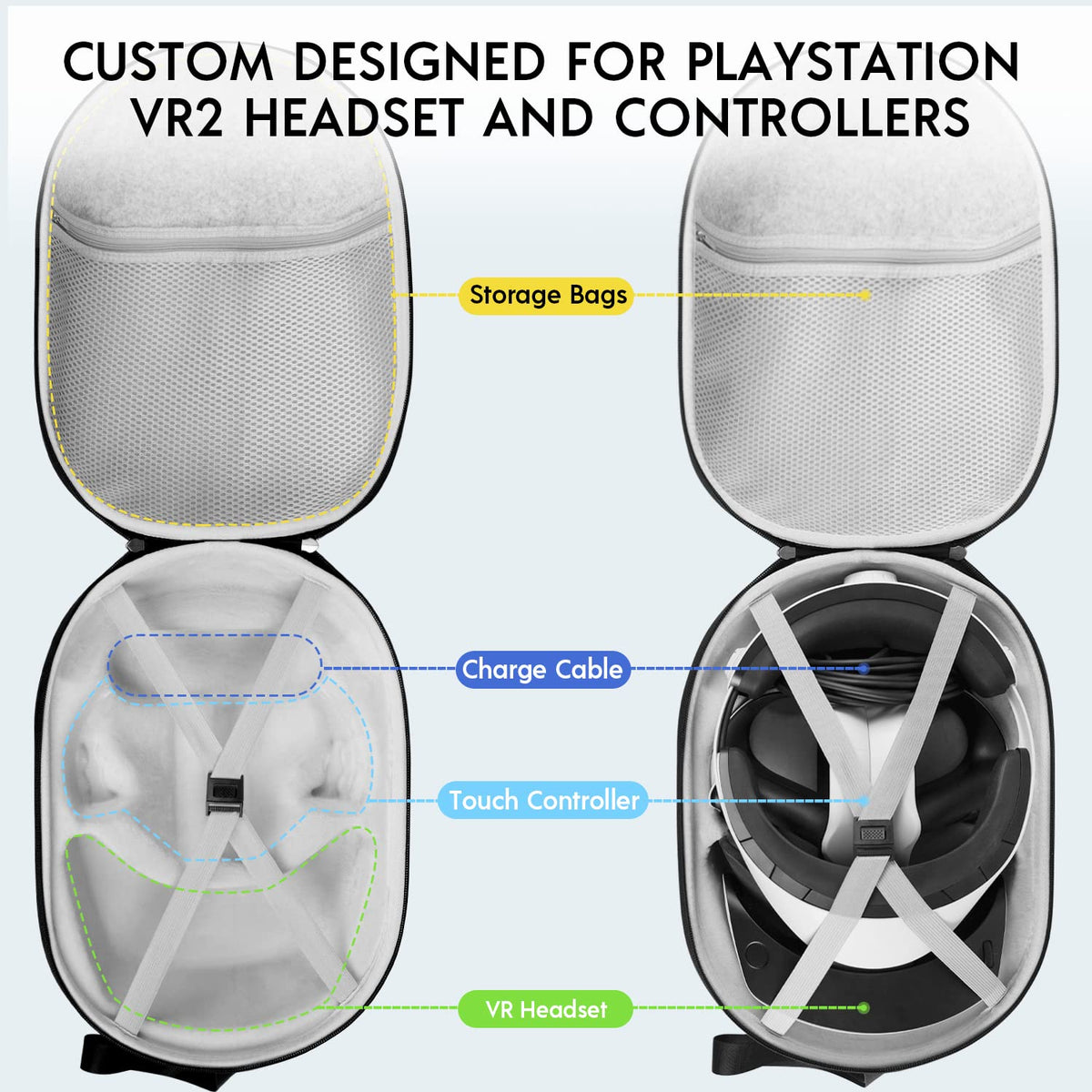 Hard Carrying Case for Gaming Headset and Touch Controllers V3109