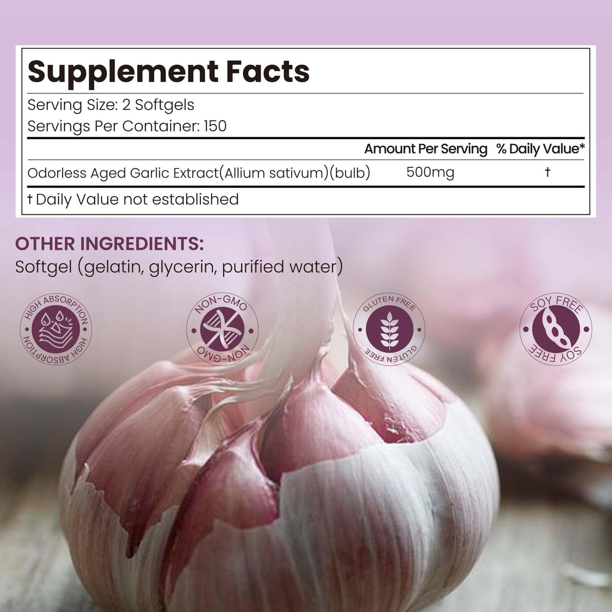 Aged Garlic Extract Softgels 10000mg 300 Count D889093