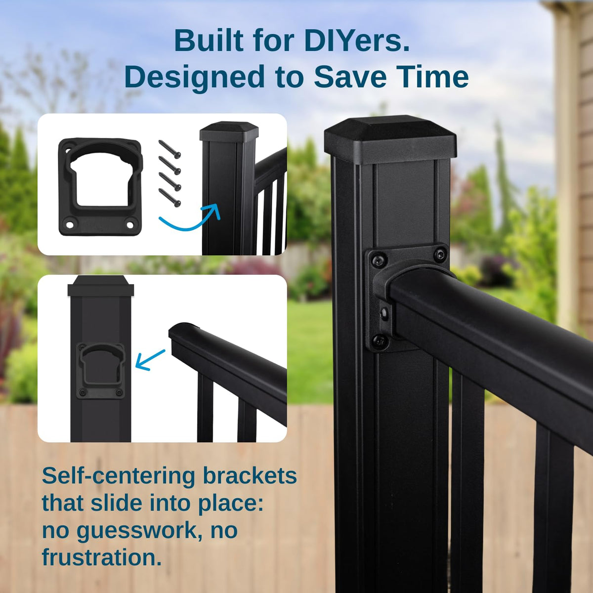 36 in. H x 8 ft. W Aluminum Deck Railing Kit with Black Powder-Coated Finish A8744
