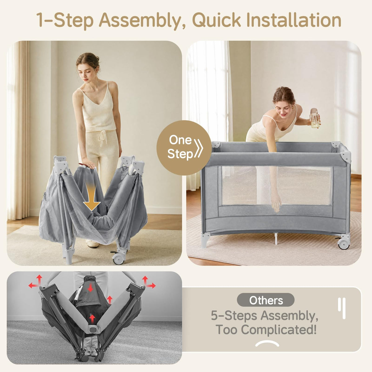 4 in 1 Grey Baby Bassinet Z264145