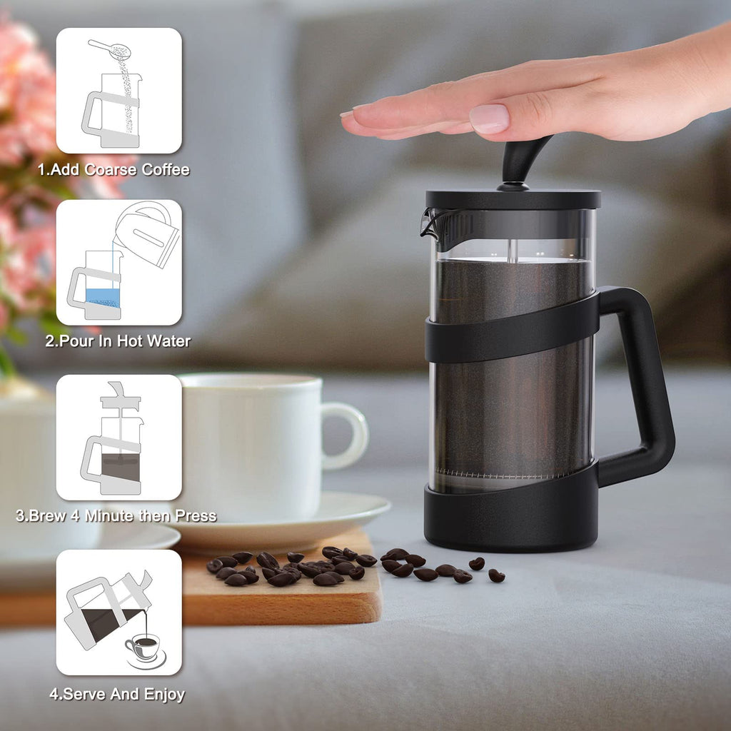 Mini French Press Coffee Maker, 12 oz, Black O1084