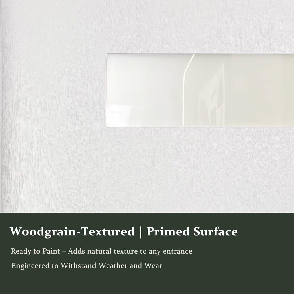Fiberglass Exterior Front Door 36x80in Left-Hand Inswing Frosted Glass White Primed K303