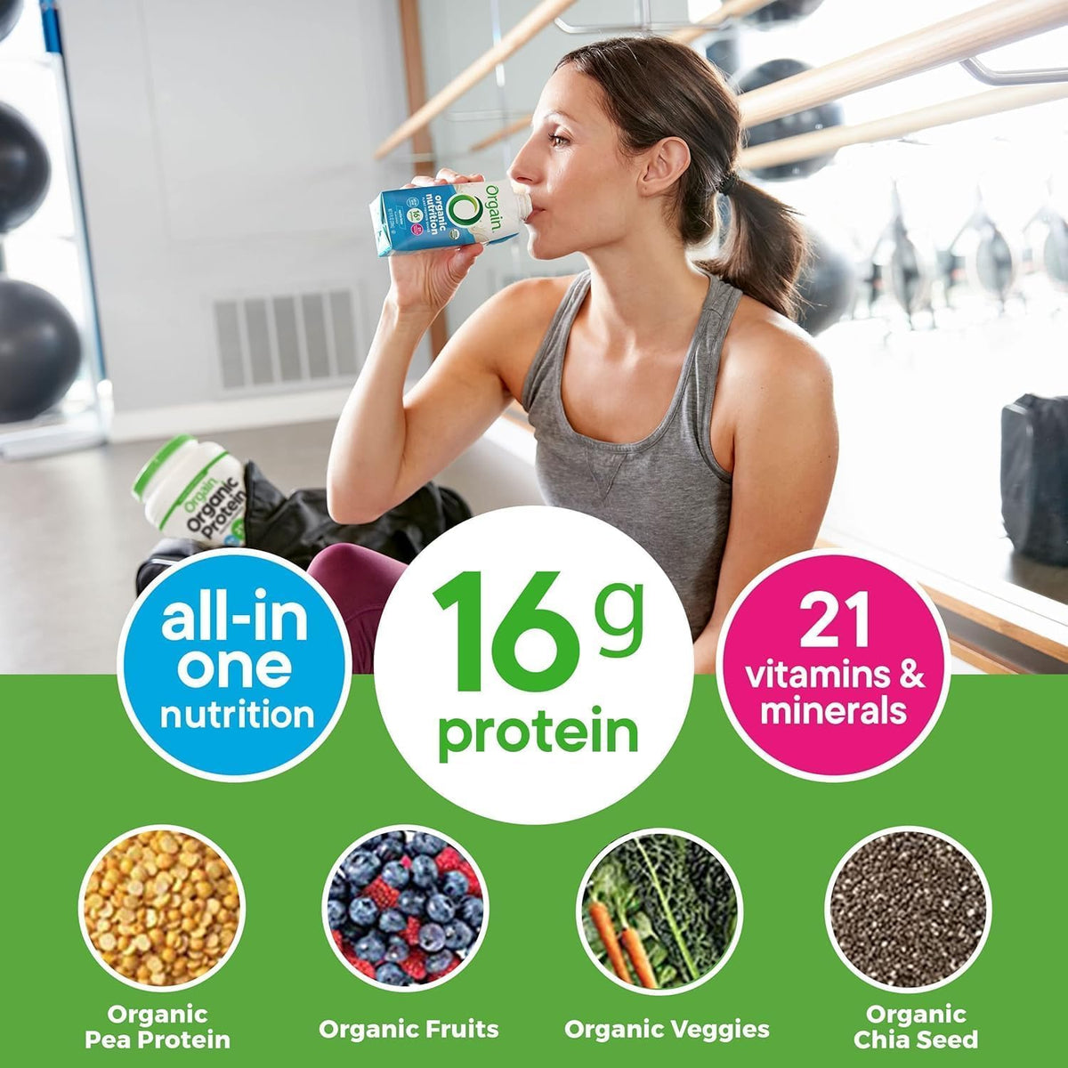 Organic Vegan Protein Shake Smooth Chocolate & Vanilla Bean 16g 11 Fl Oz P44790