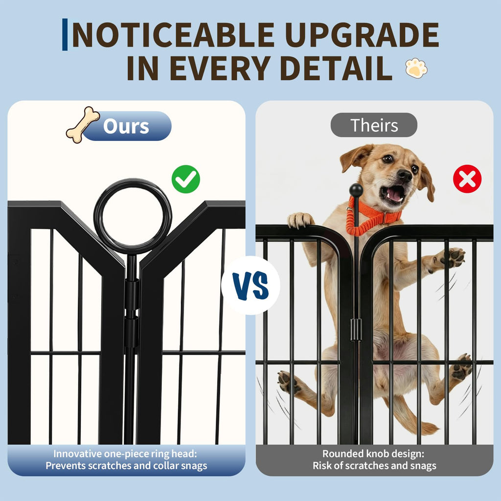 24 Inch 8 Panels Metal Dog Playpen with Door & Stakes A52911