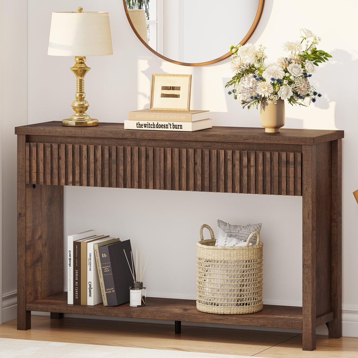 47" Fluted Console Table with Drawers R54163