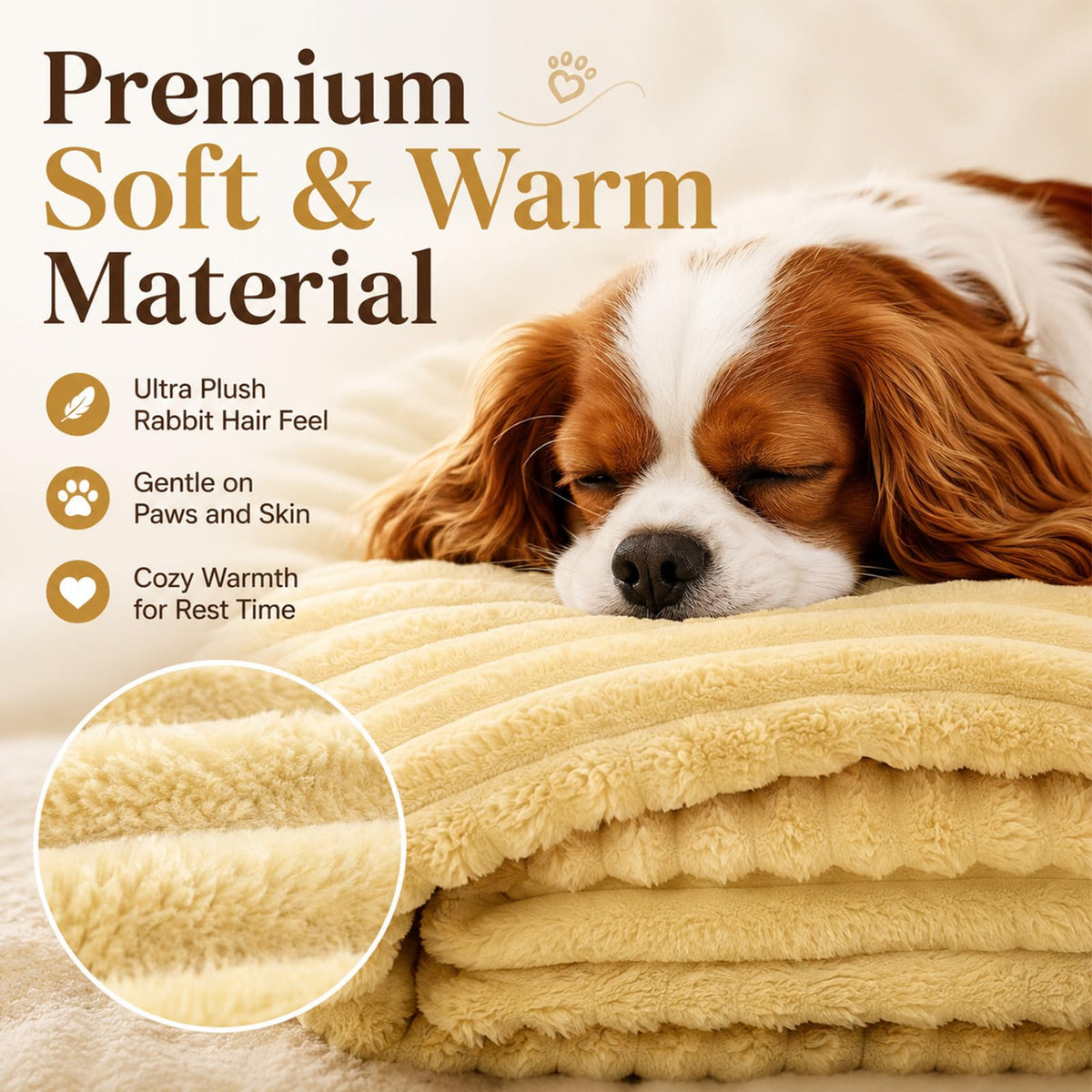 Yellow Rabbit Hair Plush Pet Blanket V445437
