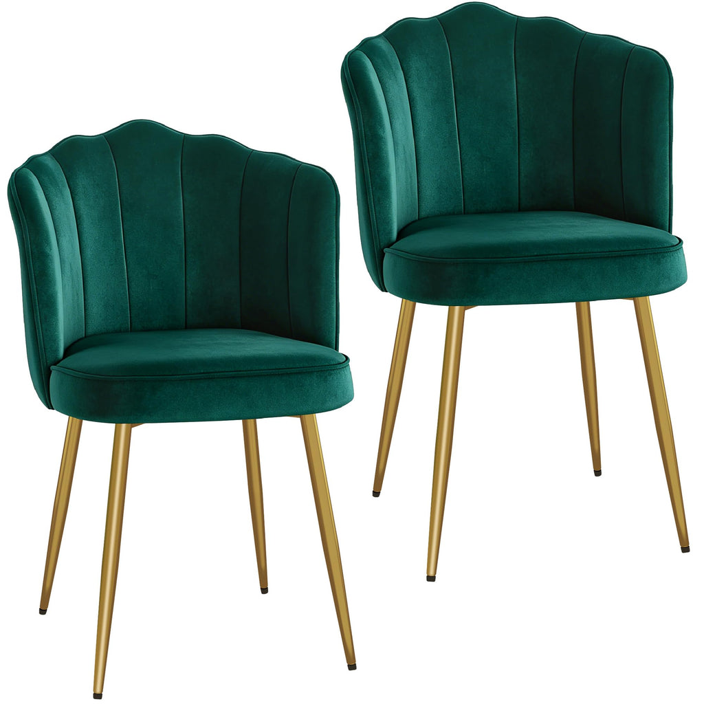 Velvet Dining Chairs Set of 2 Green P3399