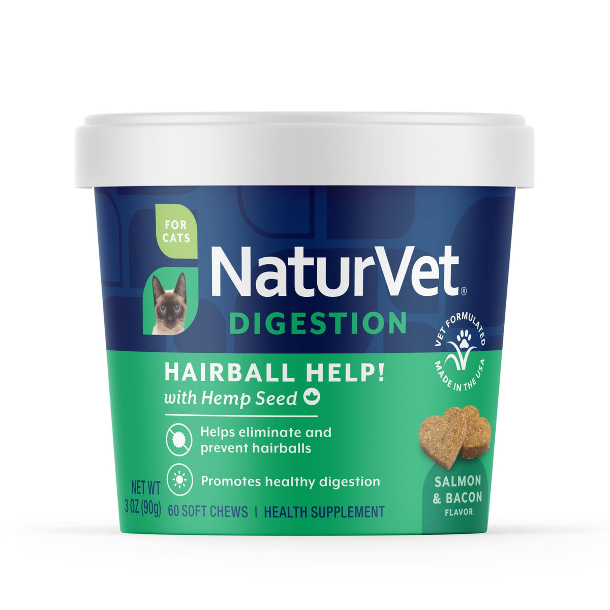 Hemp Hairball Aid Supplement for Cats 60 ct Soft Chews I7417