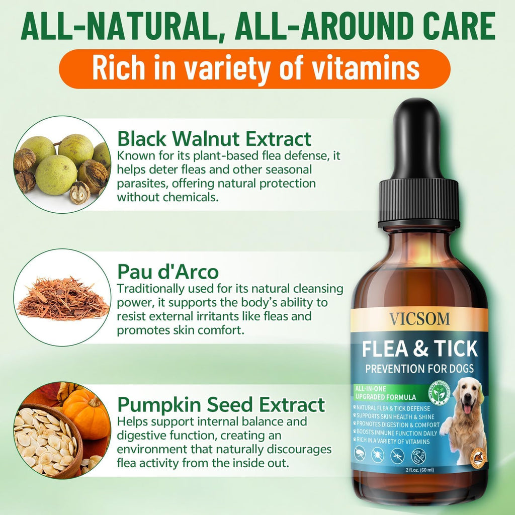 Natural Flea and Tick Prevention for Dogs, 60ml G4736
