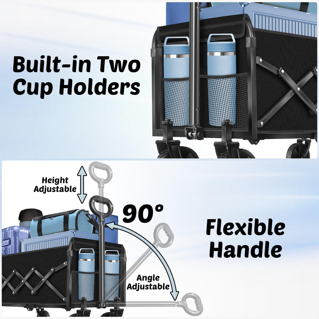 Foldable Collapsible Wagon Cart with Adjustable Handle C1389
