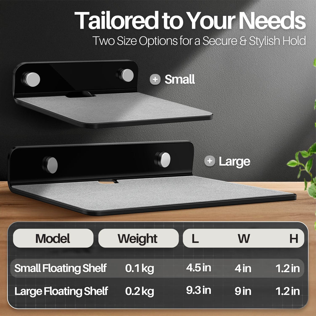 Black Acrylic 9 Inch 2 Pack Floating Speaker Shelf Wall Mount U959812