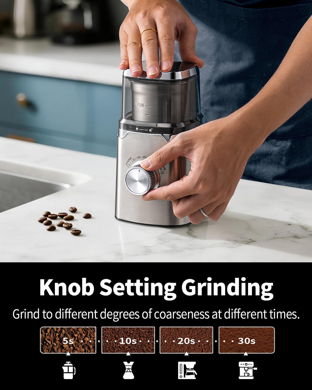 Electric Blade Coffee Grinder with Removable Stainless Steel Bowl A21552