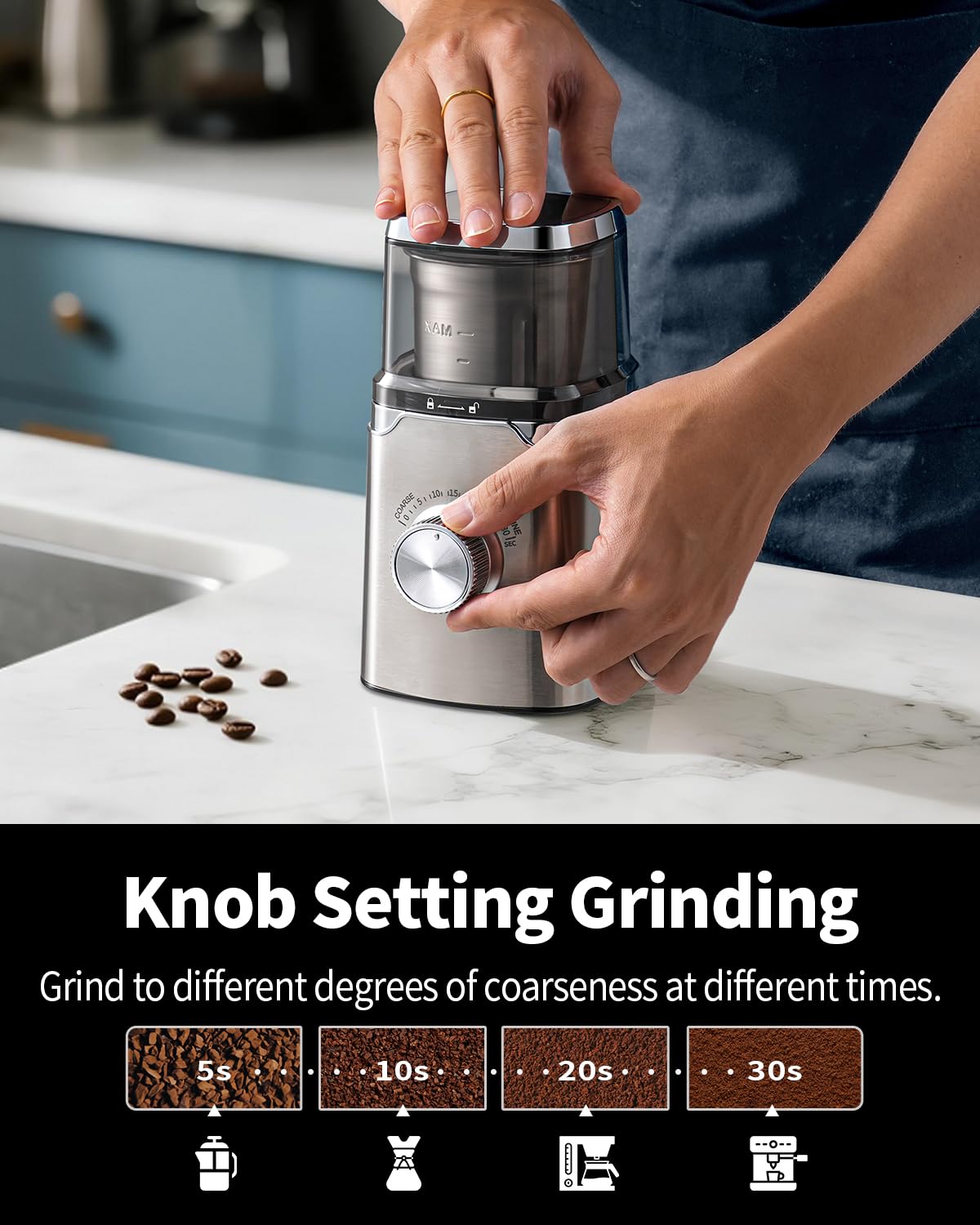 Electric Blade Coffee Grinder with Removable Stainless Steel Bowl A21552