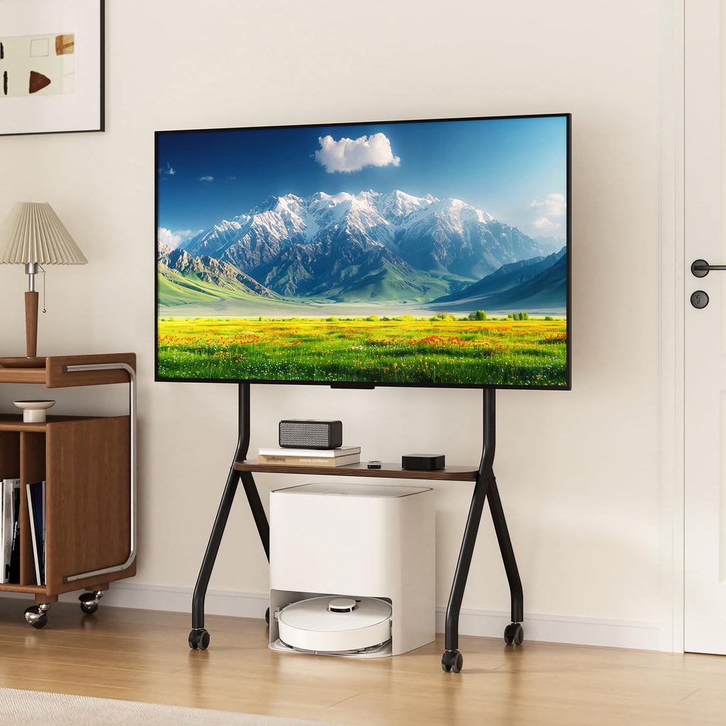 Black Height Adjustable Rolling TV Stand for 49-75 Inch TVs B614579