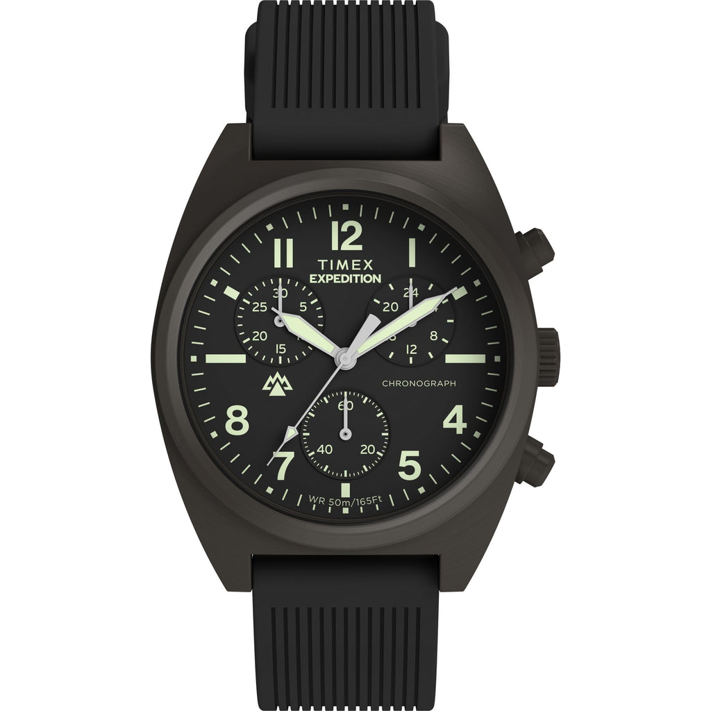Men's Chronograph 41mm Watch Black Dial Gunmetal Case T3679