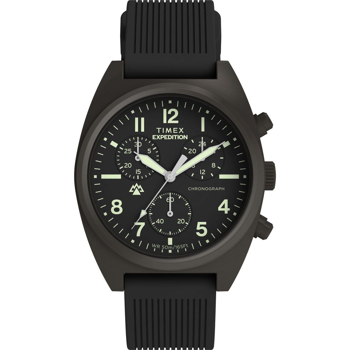 Men's Chronograph 41mm Watch Black Dial Gunmetal Case T3679