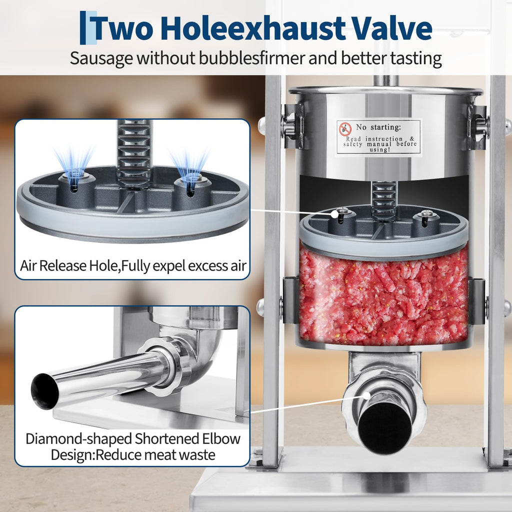 3L Stainless Steel Manual Sausage Stuffer with 5 Filling Tubes S16533