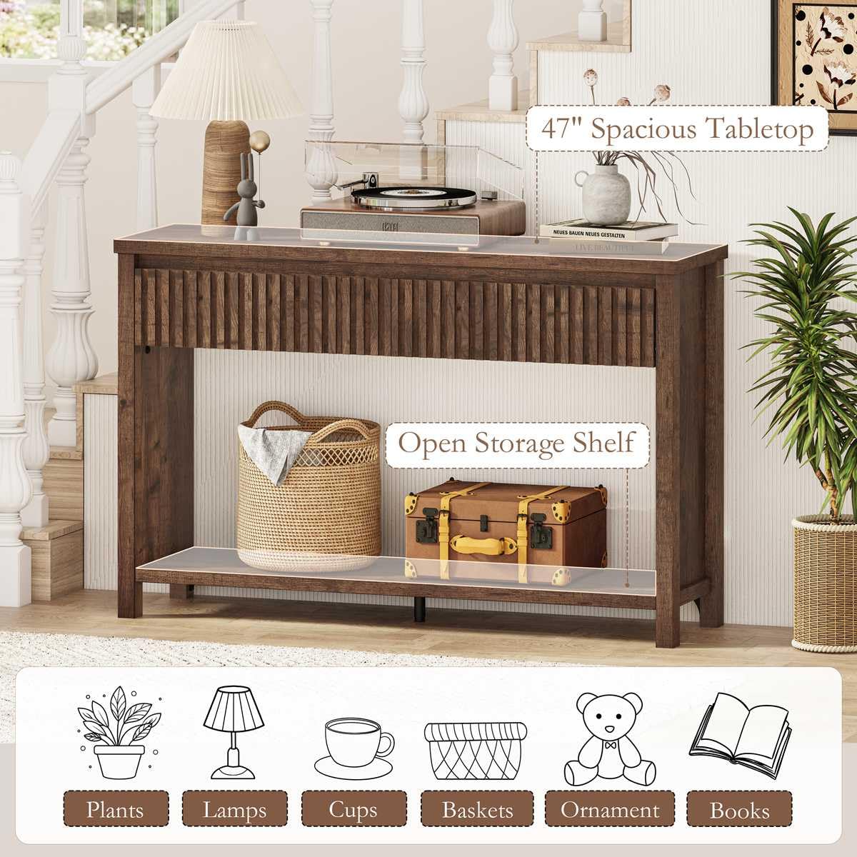 47" Fluted Console Table with Drawers R54163