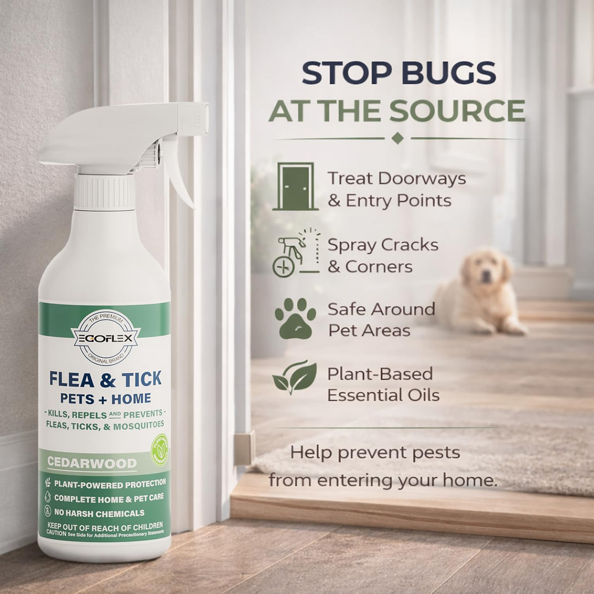Plant-Based Flea Spray with Cedarwood Scent 16 Oz M853353