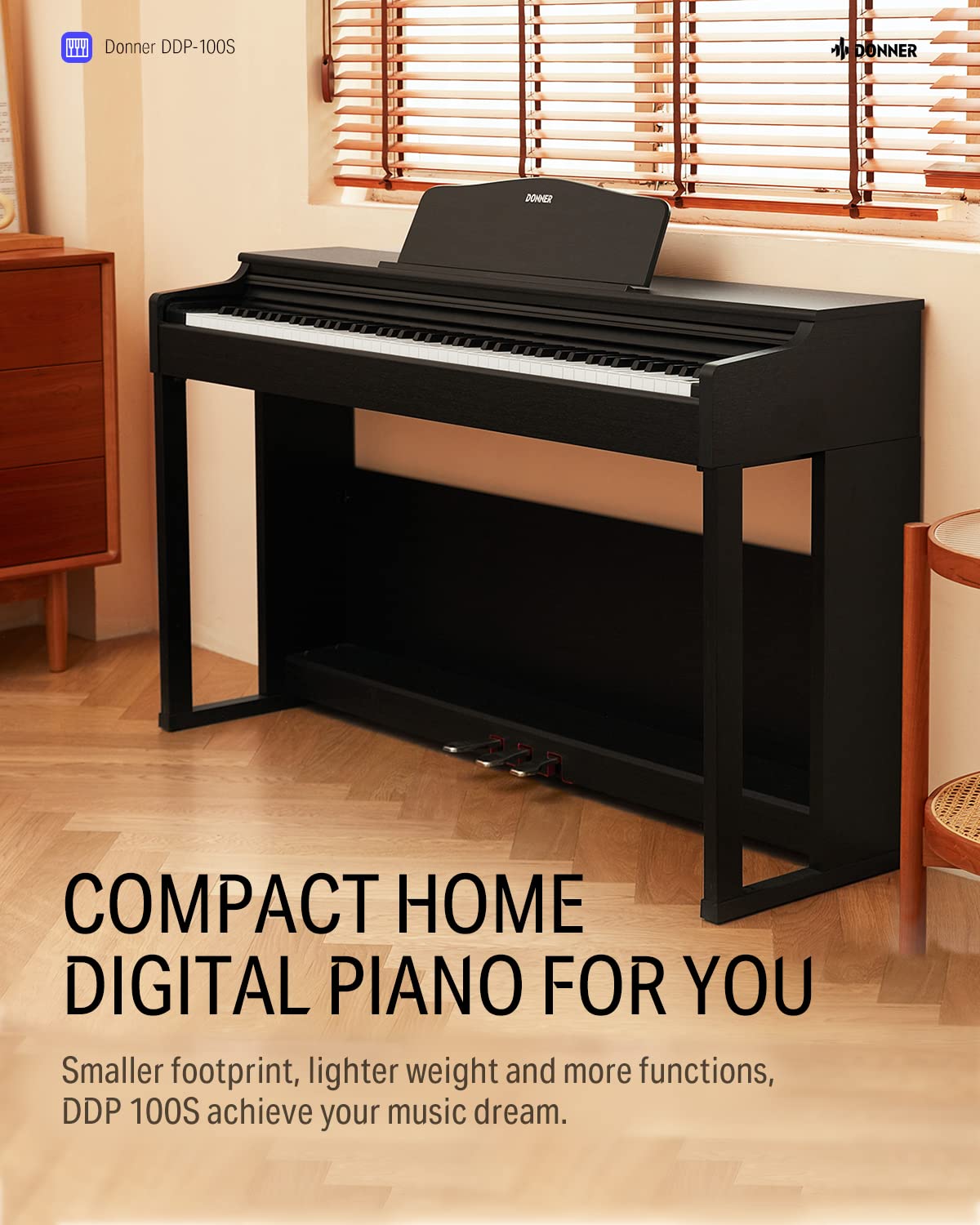 88 Key Weighted Graded Hammer-Action Digital Piano with Bench V77362