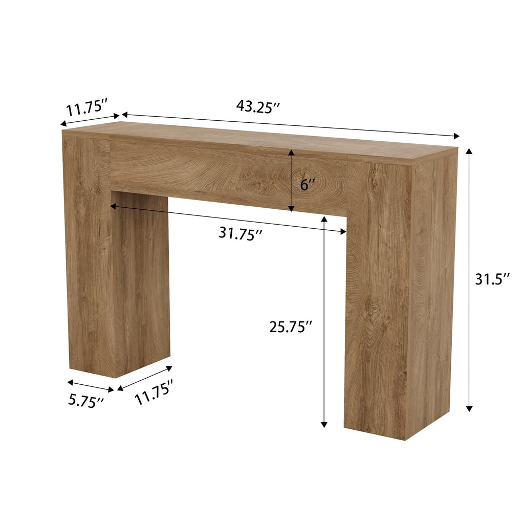 43-Inch Light Oak Brown Wood Console Table E311551