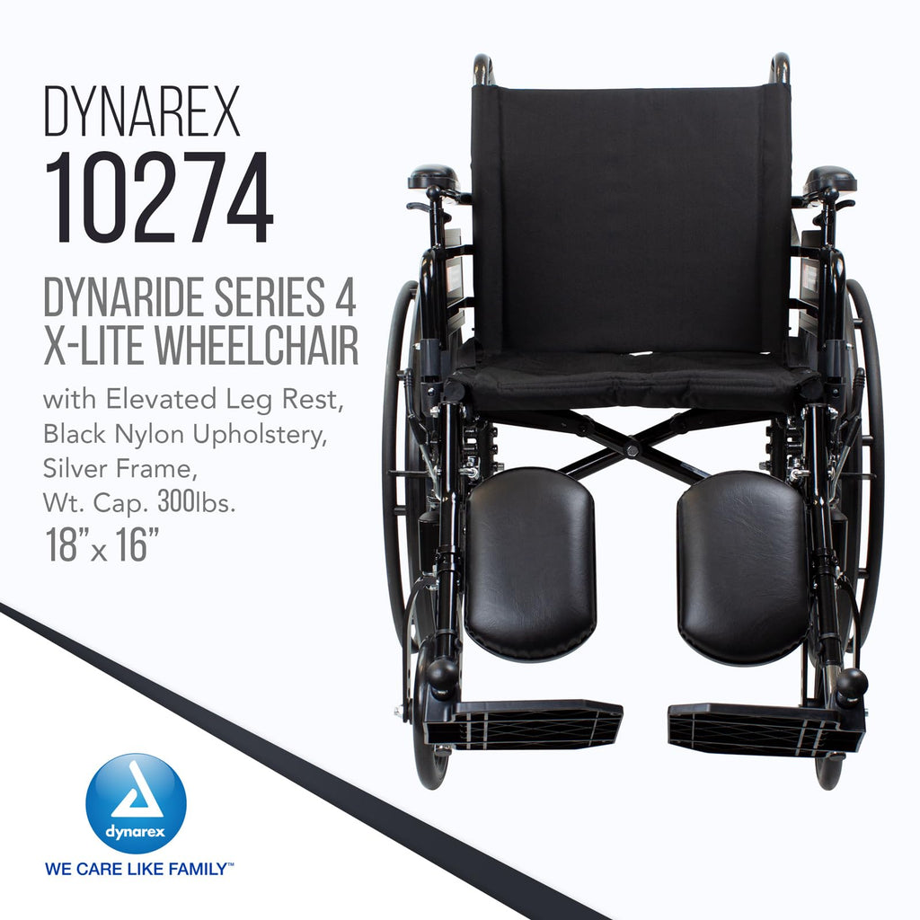 Black Nylon Wheelchair with Elevated Leg Rest M992004