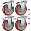 5" Heavy Duty Plate Casters with Brake, Set of 4 U258806