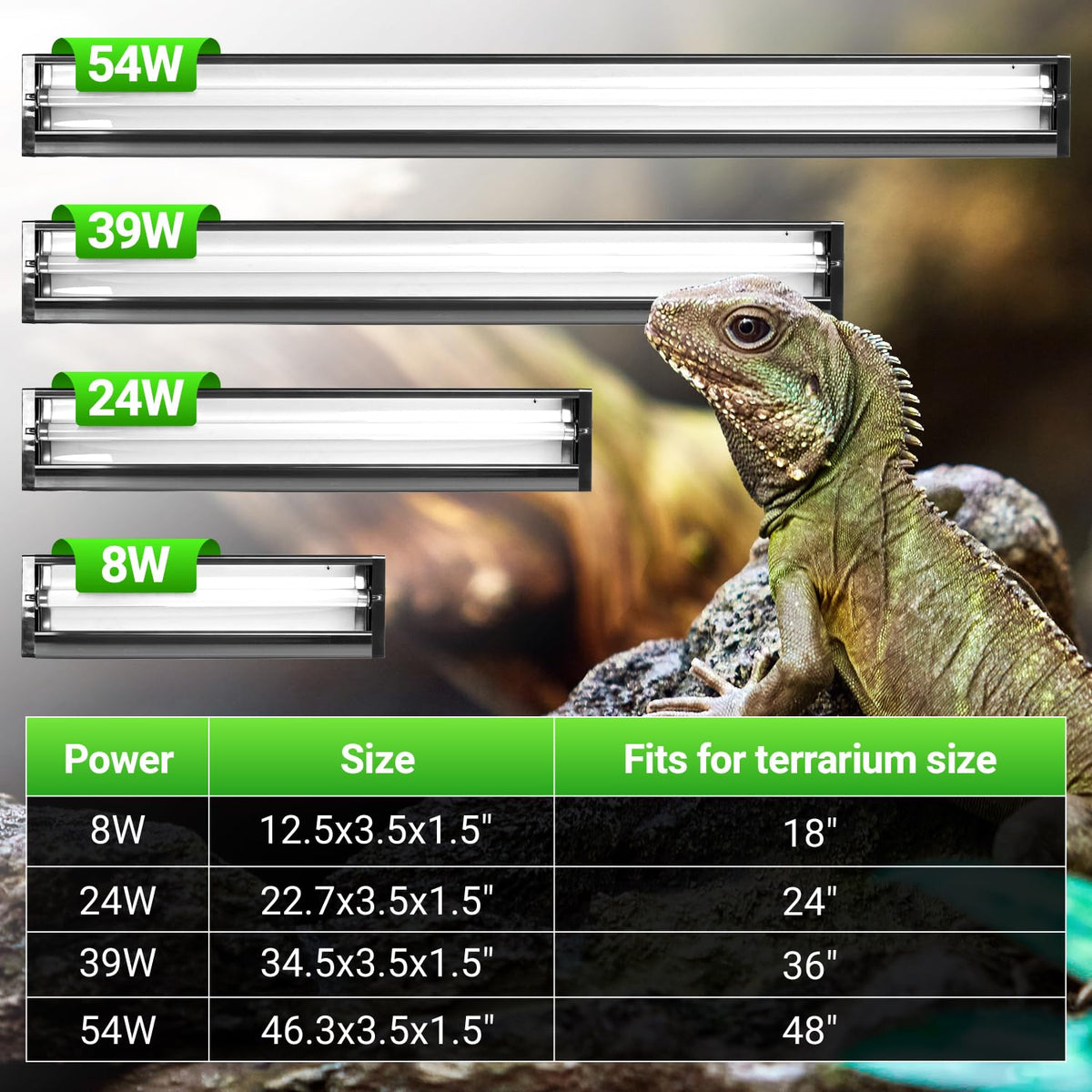 UVB Reptile Light T5 HO Combo Kit with 10.0 UVB Tube Bulb 24W-22Inch L984354