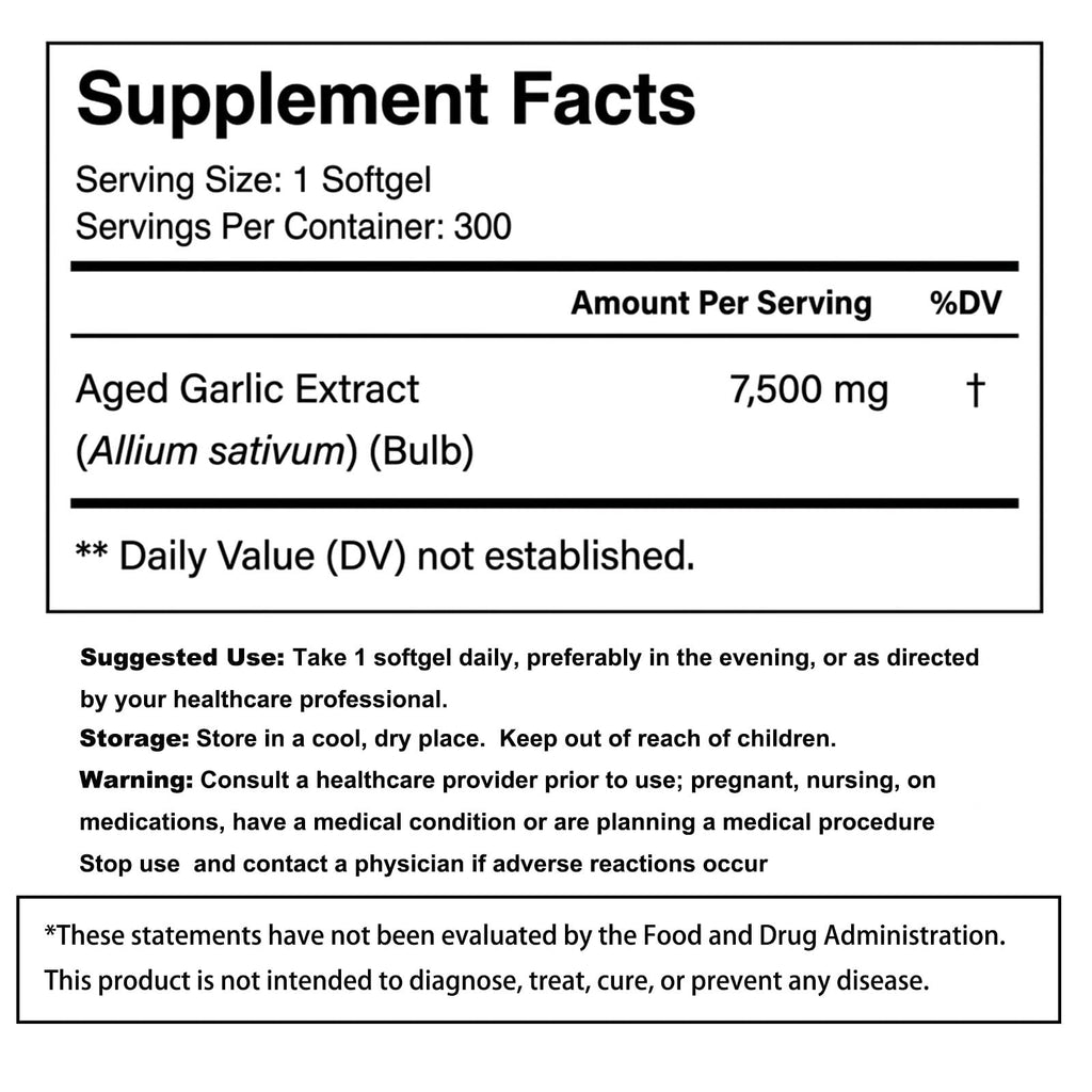 Odorless Aged Garlic Extract Supplement, 300 Softgels Z163299