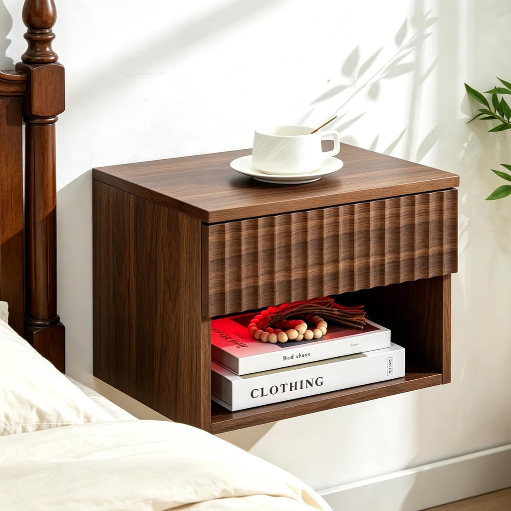 Wall Mounted Floating Nightstand Set of 2 with Drawer F6597