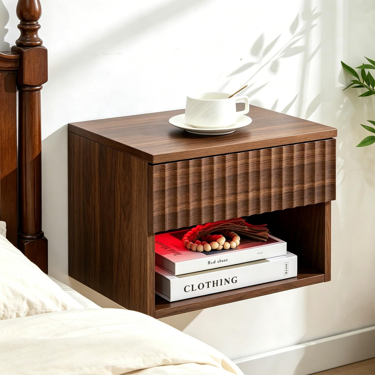Wall Mounted Floating Nightstand Set of 2 with Drawer F6597