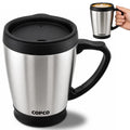 Double Wall Stainless Steel Coffee Mug with Lid 16 Oz Silver M5618