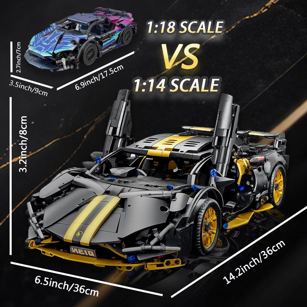 Black 1:14 Race Car Building Block Set H3236