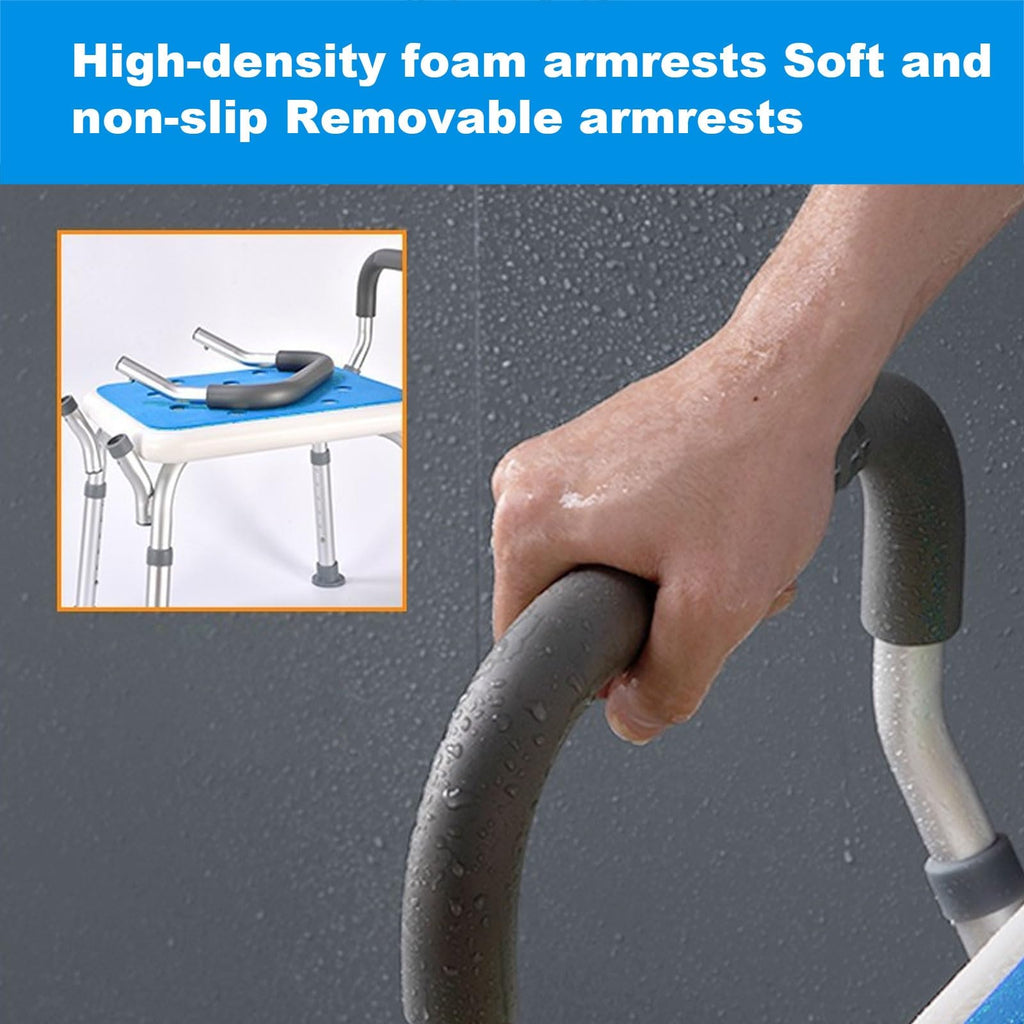 Heavy Duty Shower Chair with Arms Back Padded Adjustable Non-Slip N5005