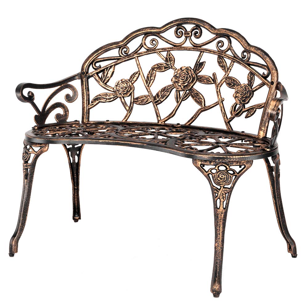 38.5" Metal Rose Bench J836552