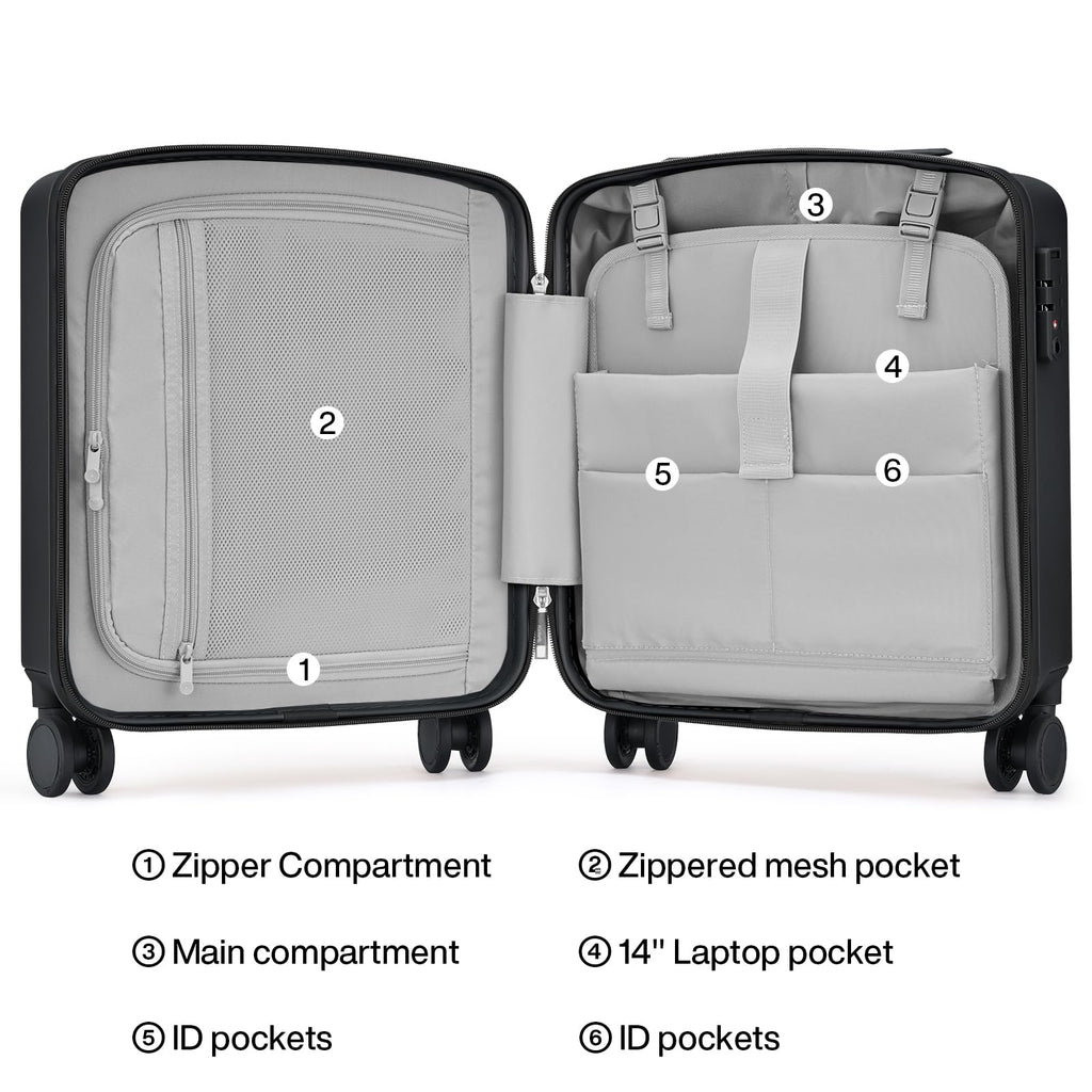 16 Inch Underseat Hard Shell Carry On Luggage with TSA Lock O618