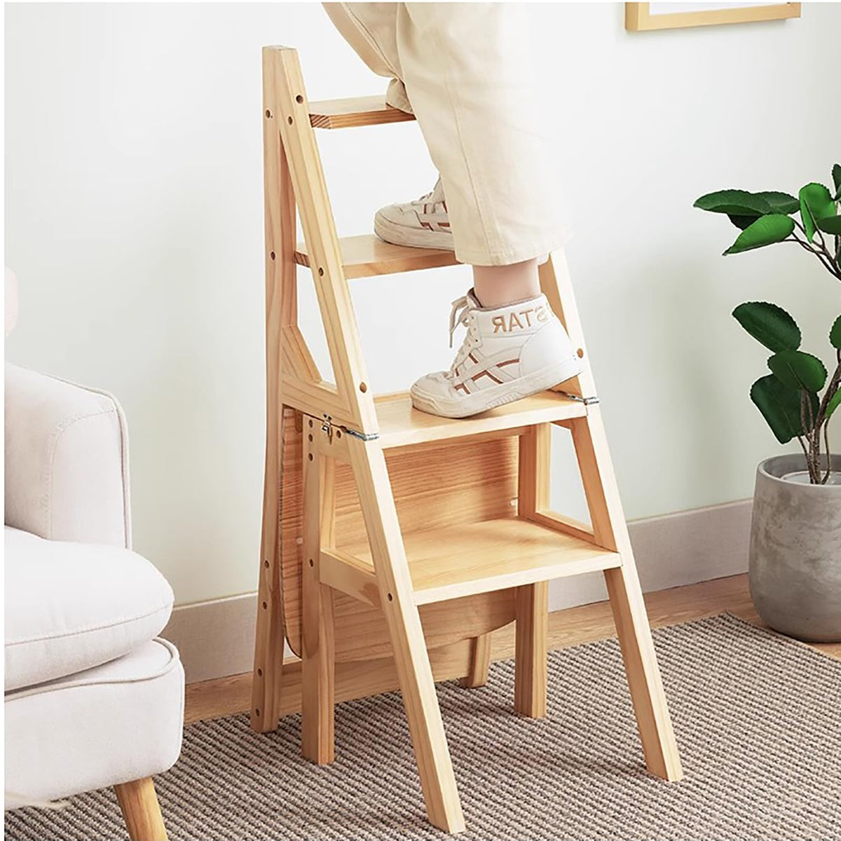 Solid Wood Folding Ladder Chair S5497