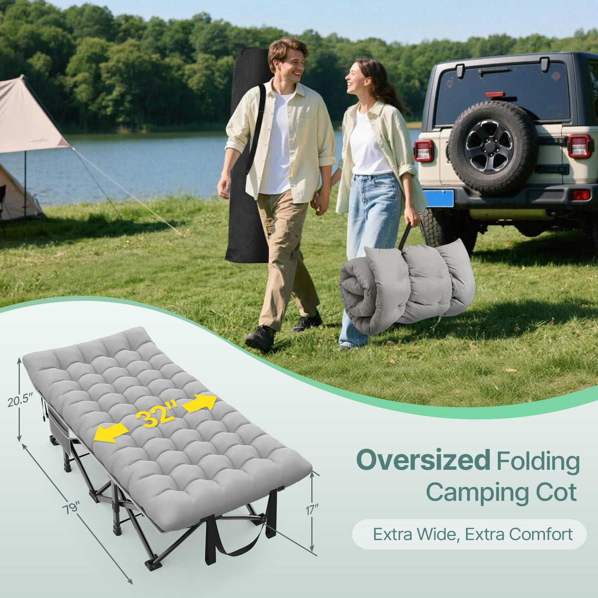 32" XXL Heavy Duty Folding Camping Cot G46183