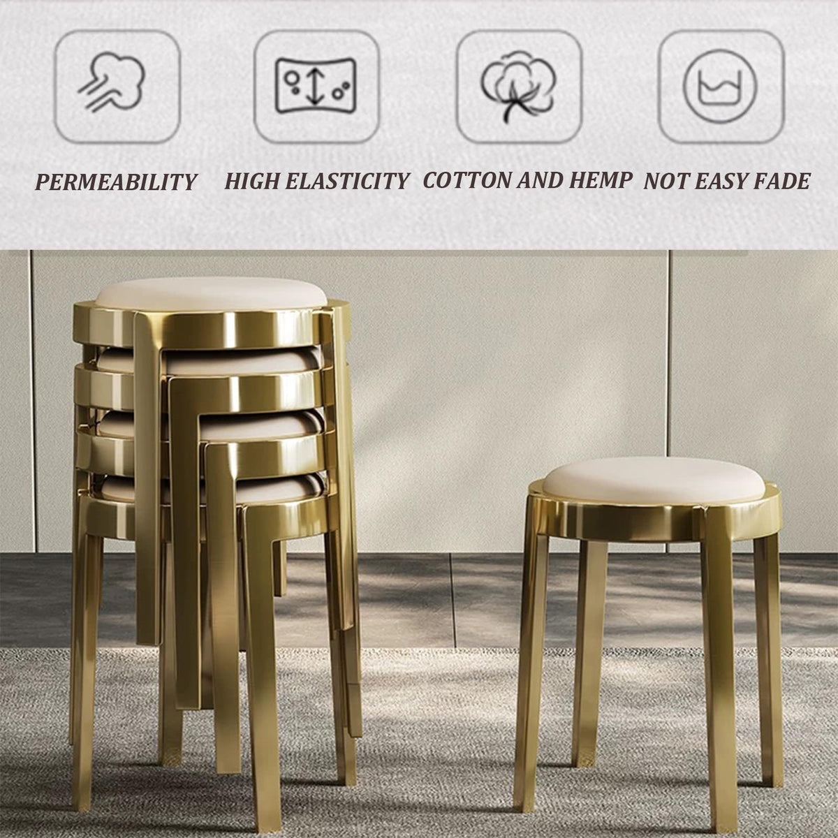 Round Stackable Stainless Steel Stools G745352
