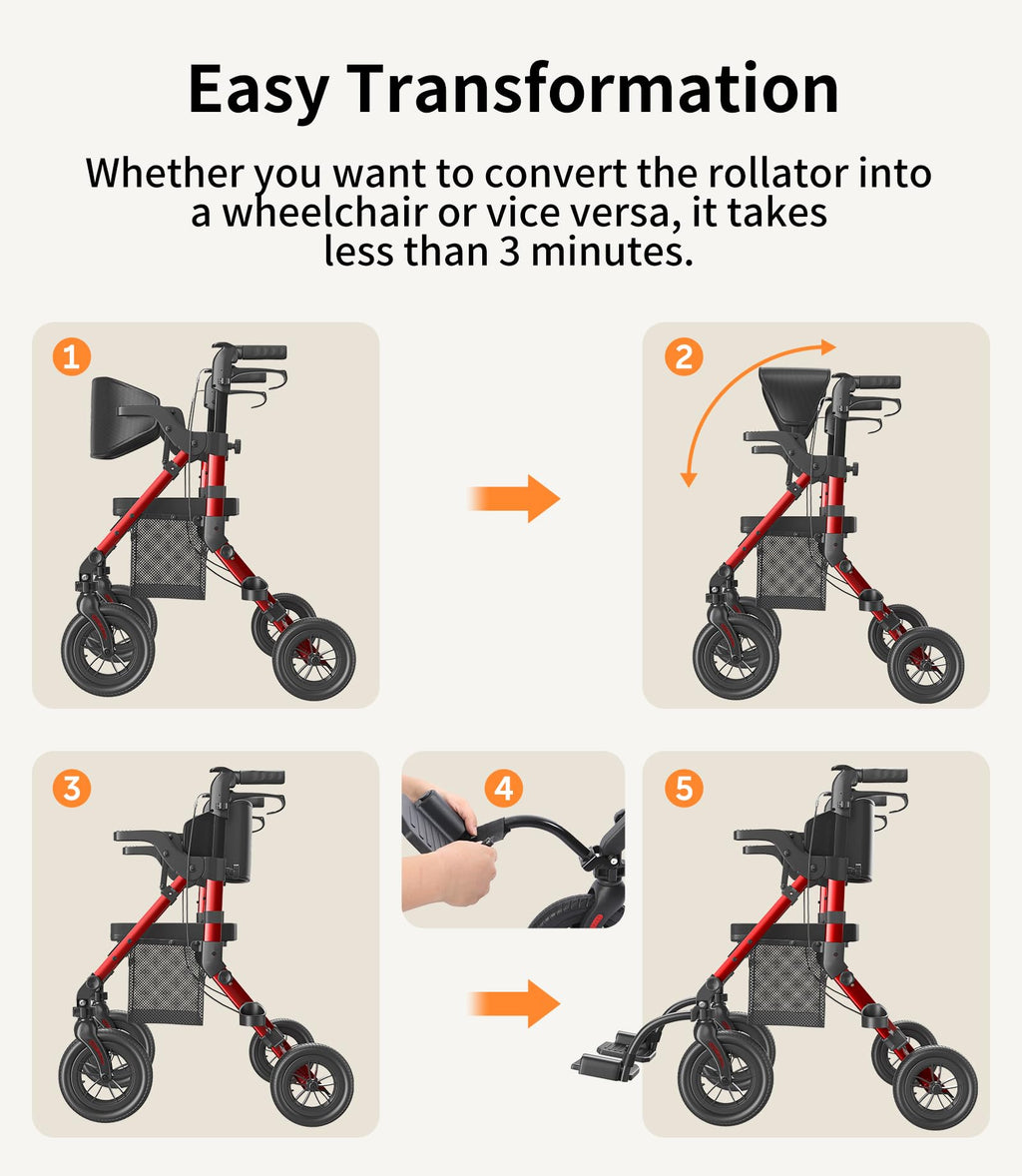 2 in 1 Walker Wheelchair Combo J50933