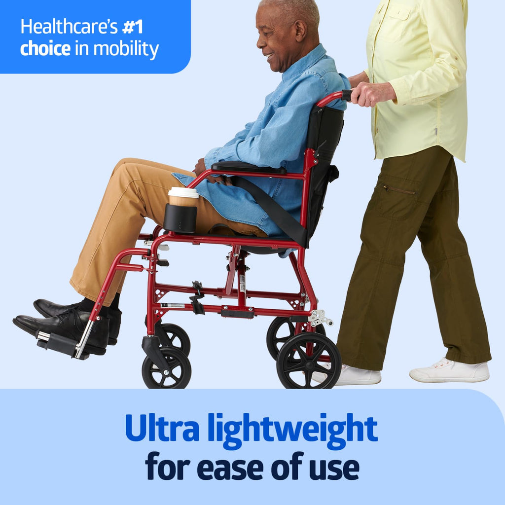 Ultra Lightweight Foldable Transport Wheelchair 19-Inch Seat N79198