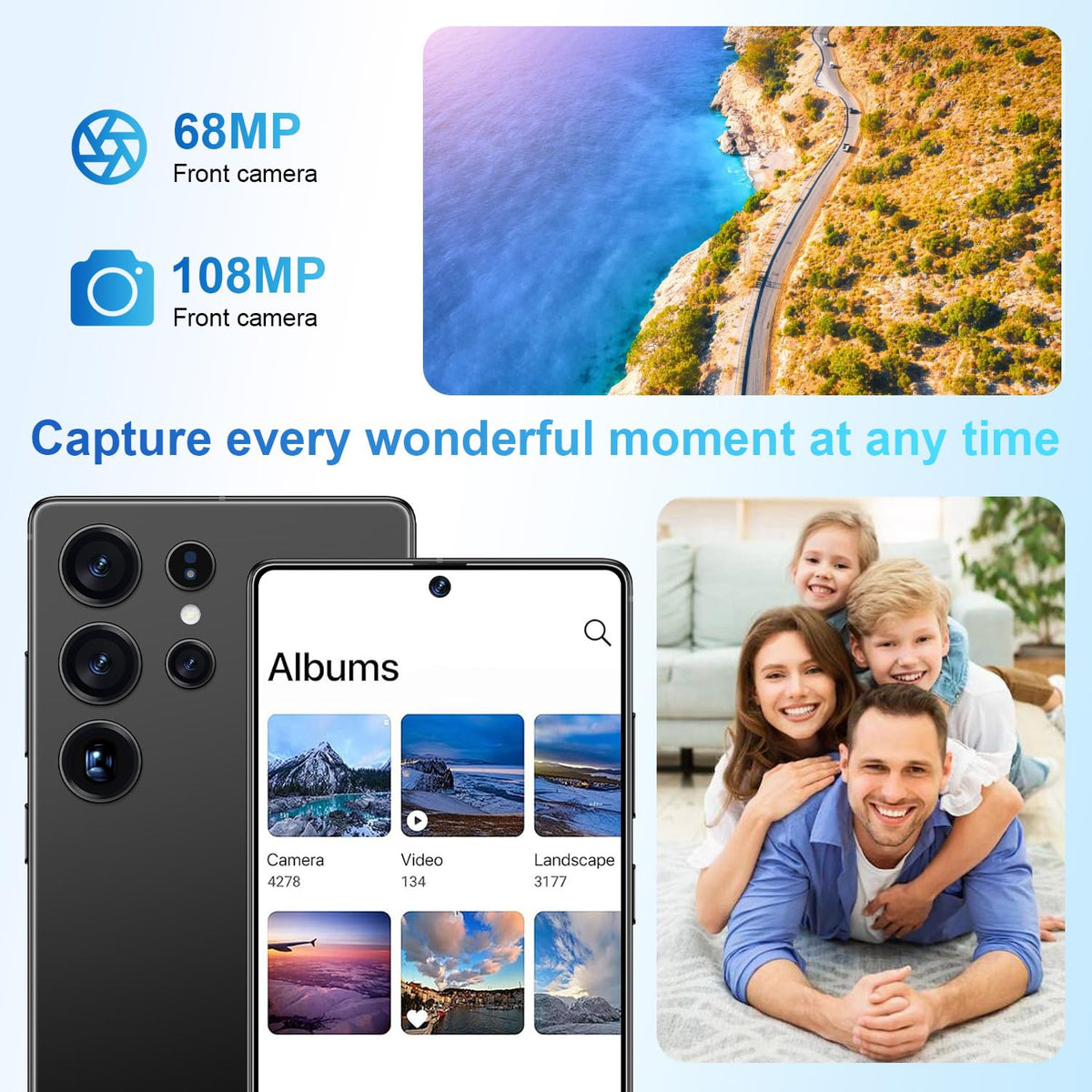 5G Unlocked Smartphone 12GB+512GB 6.99" 7000mAh Black X931502