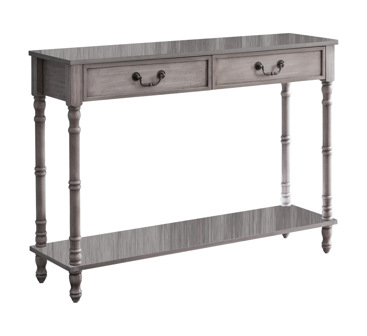 Washed Oak Wood Console Table with 2 Drawers Y955886