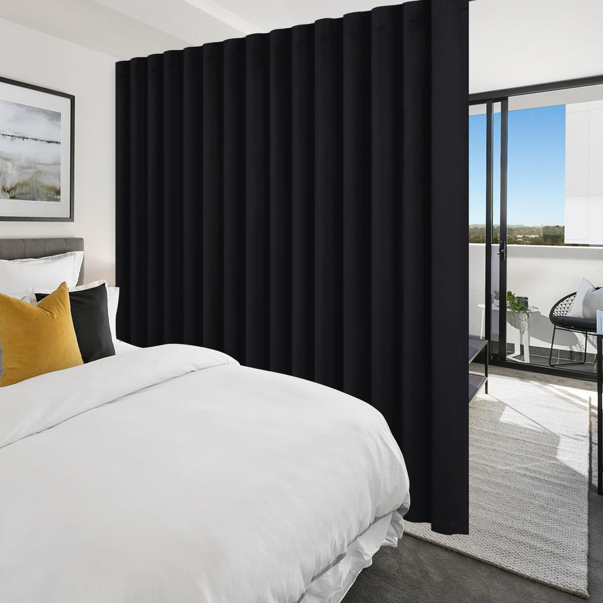 Blackout Room Divider Curtain 120 x 96 Inches Black T47070